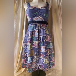 Whimsical Anthropologie Silk Teacup Dress | Alice in Wonderland Vibe